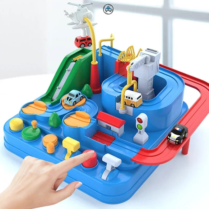 Modello di auto ferroviaria da corsa Giocattoli educativi Pista per bambini Gioco di avventura Cervello Meccanico Interattivo Treno Animali Giocattolo razzo spaziale