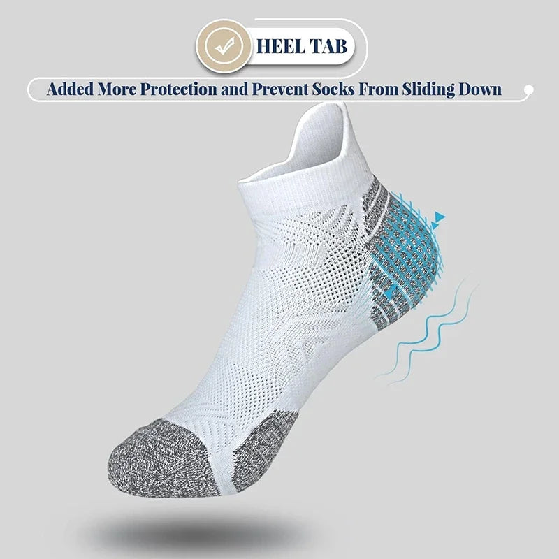 5 Pairs Performance Athletic Ankle Socks for Men and Women Ankle Support Low Cut Soft Tab Marathon Running Compression Socks