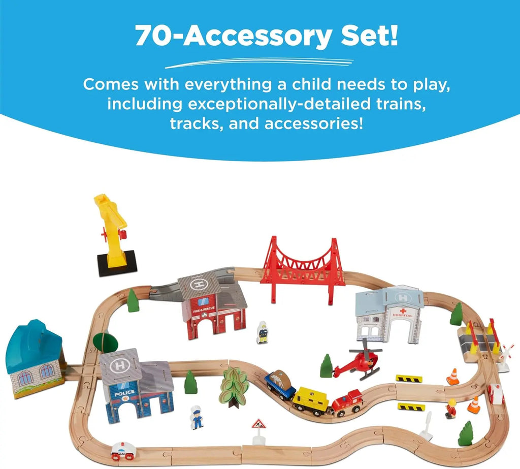 Best Choice Products Grande tavolo da treno da 50 pollici e 70 pezzi, set da gioco multiuso per attività giocattolo in legno per bambini con binari, reversibile