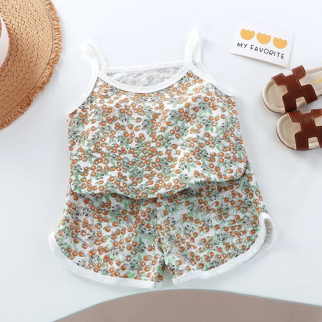Completi in cotone con canotta e pantaloncini per neonata, set per il primo compleanno, abbigliamento estivo per neonata.