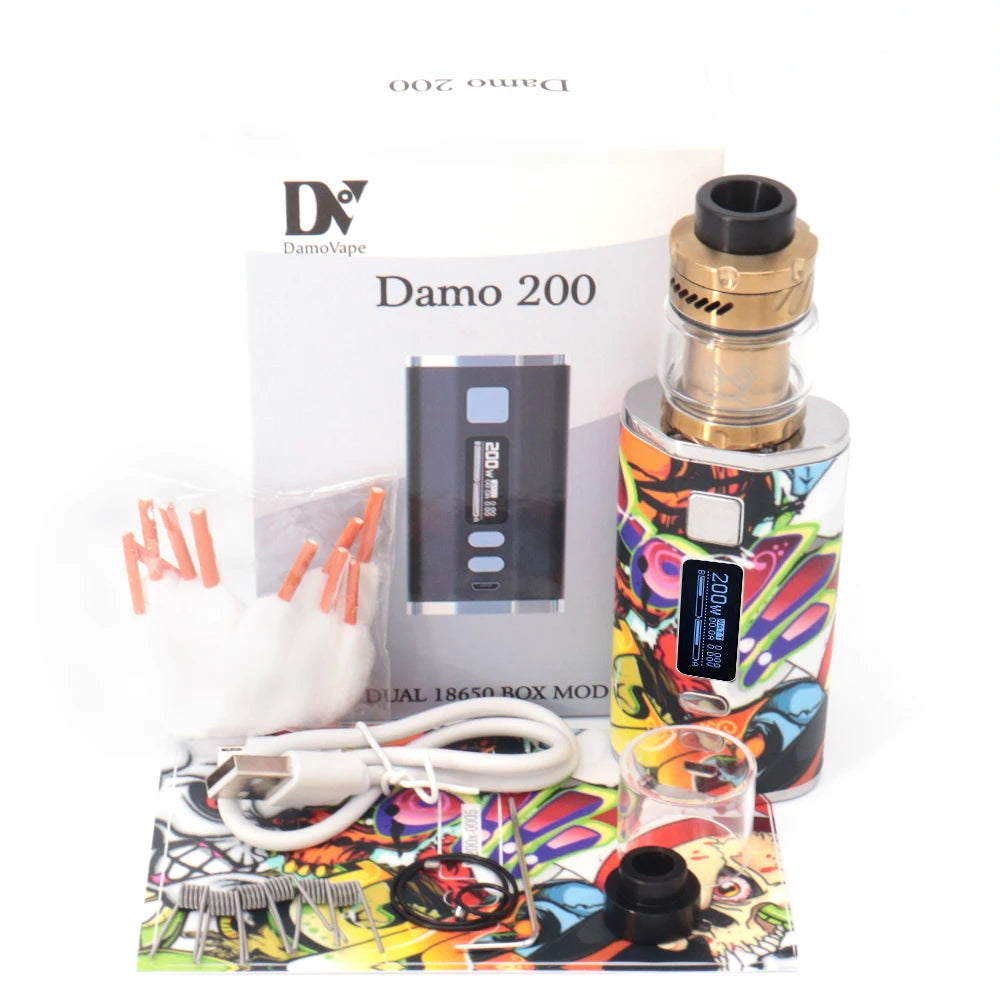 Dead Rabbit 3 RTA 200W Vape Box Mod Vaper Kit Sigaretta elettronica 4400mah Batteria Schermo OLED 3.0ml5.5ml Kit vapore a doppia bobina