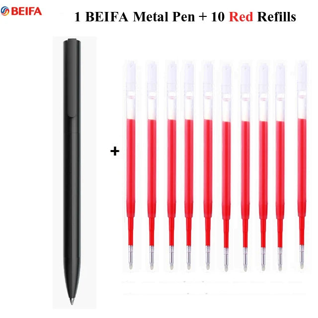 BEIFA Metal Gel Ink Sign Pen Rotating 0.5MM Black Switzerland Refill Business Signing School Office Stationery