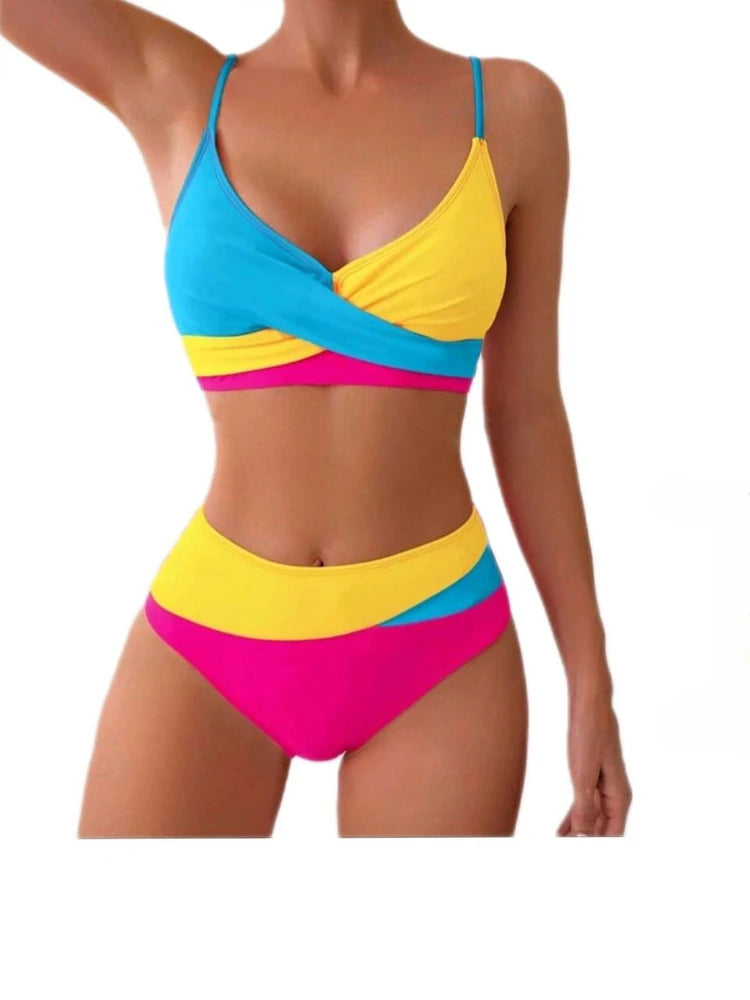 Sexy Push Up Bikini Set Patchwork femminile Costume da bagno Donna Costumi da bagno Summer Beach Wear Biquini Costume da bagno Maillot De Bain Femme
