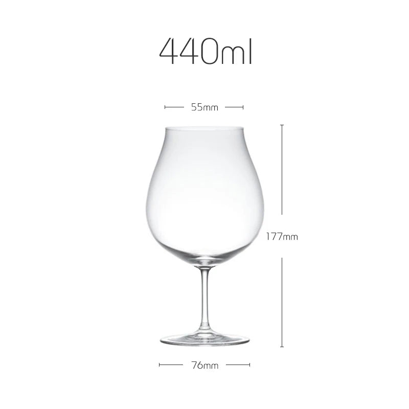 Calice in Cristallo Fatto a Mano JINYOUJIA 15oz/18oz Stile Kimura per Vino Rosso, Birra, Cocktail con Manico Corto, Estremamente Sottile e Impeccabile