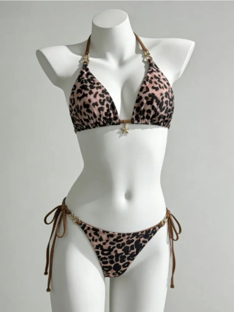 Set Bikini a 4 Pezzi con Vita Alta Fairy Sweet per Donne 2026 - Costume da Bagno Trendy Stampato Chic per Vacanze al Mare Festa Estiva alla Moda