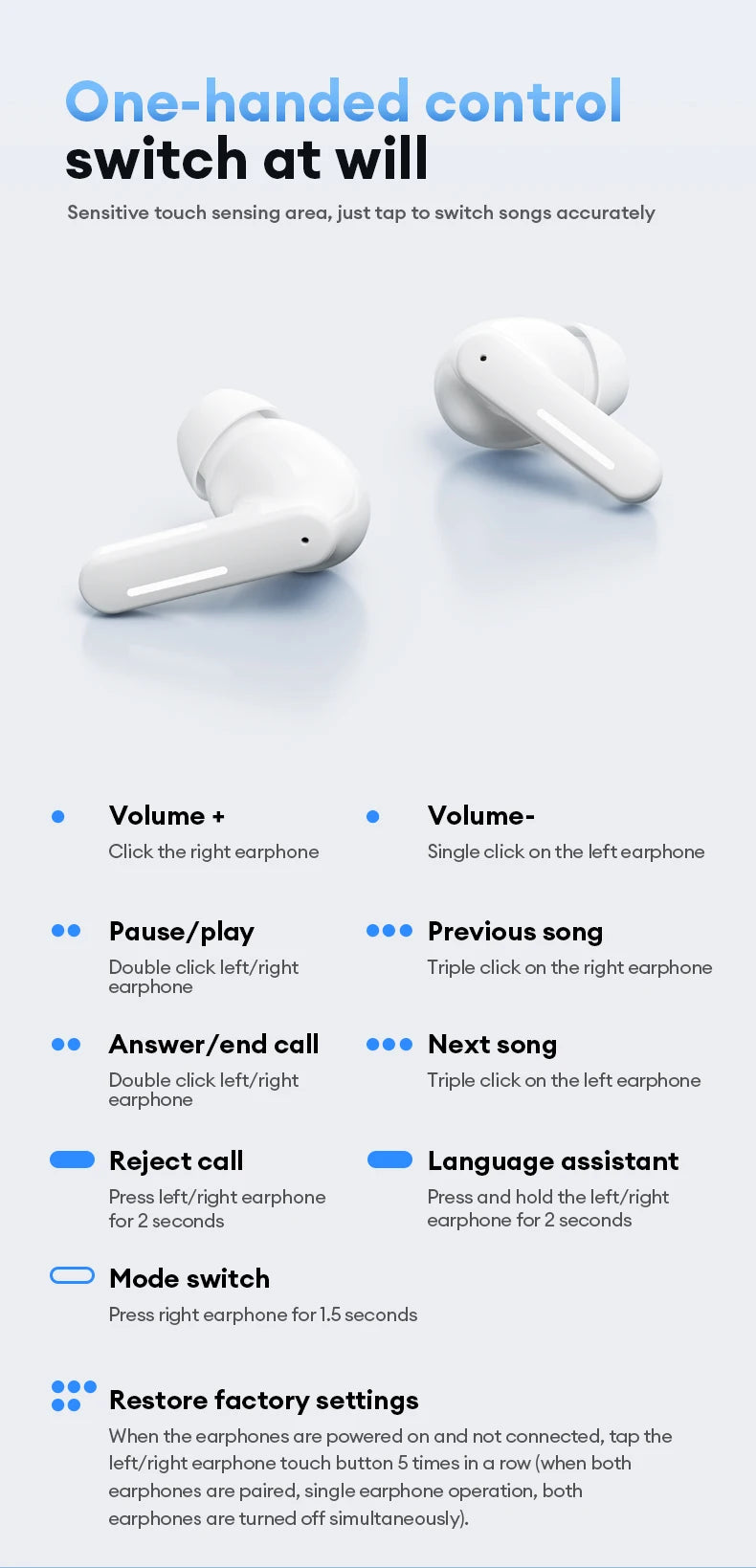 Nuovo Lenovo LE209 Aggiornamento Wireless Bluetooth 6.0 Auricolare con cancellazione del rumore Cuffie sportive 30H Batteria a lunga durata Cuffie con microfono