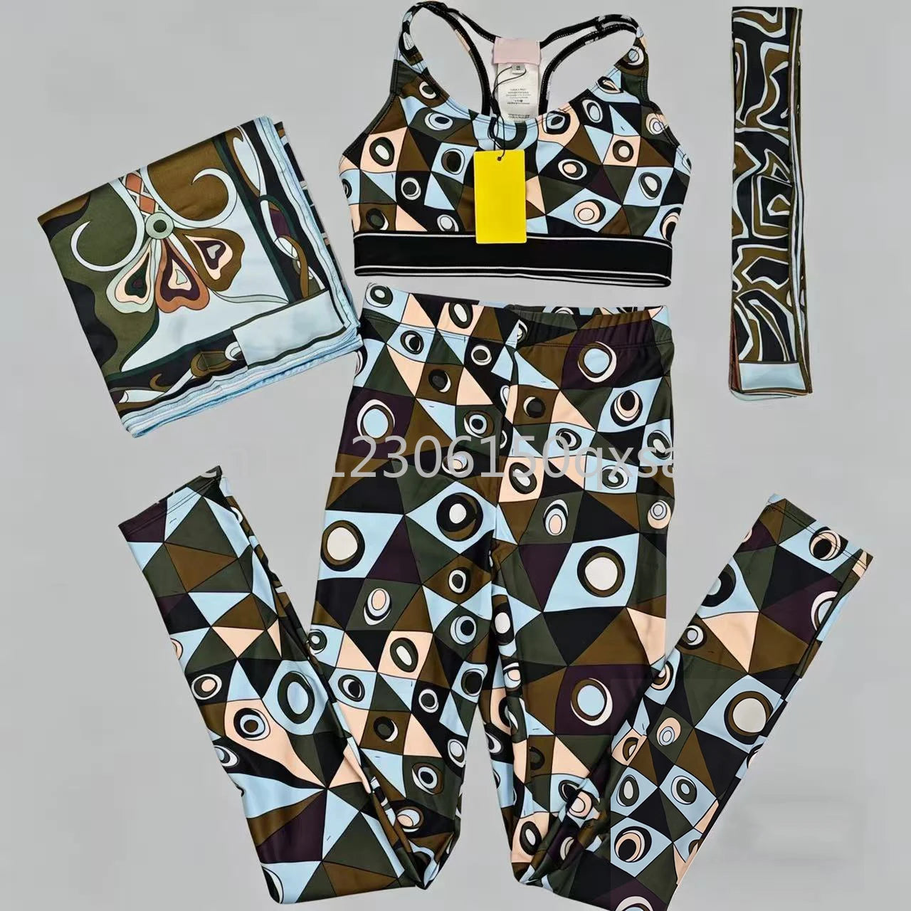 Costumi da bagno da donna rosa con foulard e logo a lettere, set bikini con foulard e fascia per capelli, abbigliamento da spiaggia
