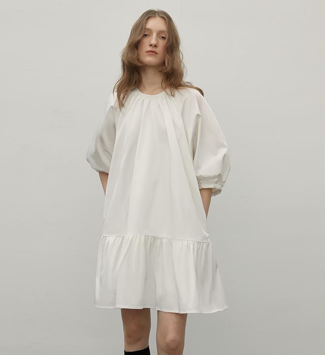 Abito Bianco Stile Hepburn Dream Island Elegante Con Maniche A Sbuffo