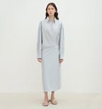Abito Camicia In Cotone Morbido Con Chiusura A Bottoni E Taglio Cocoon