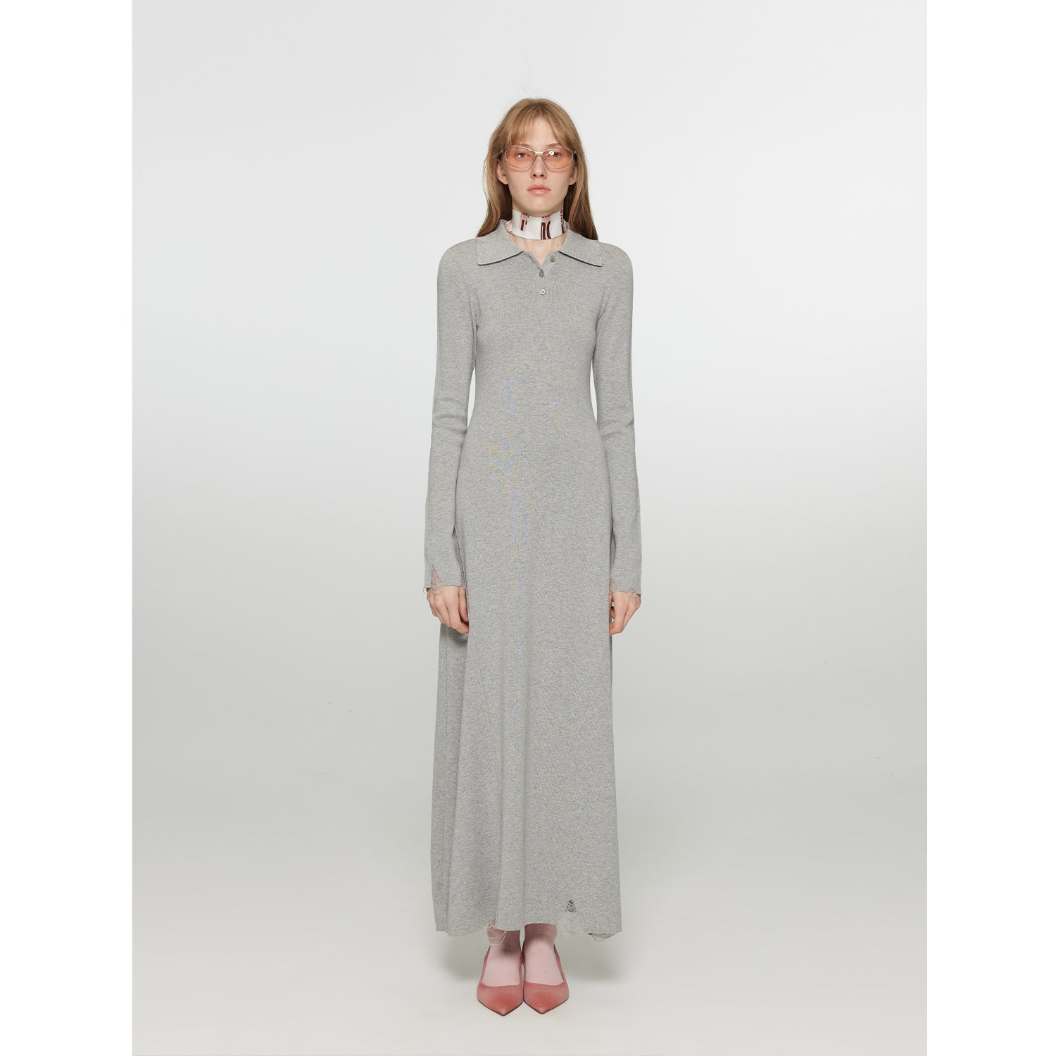 Spring Muse Lana Merino Abito A Linea Con Colletto Polo In Vita Stringata Donna