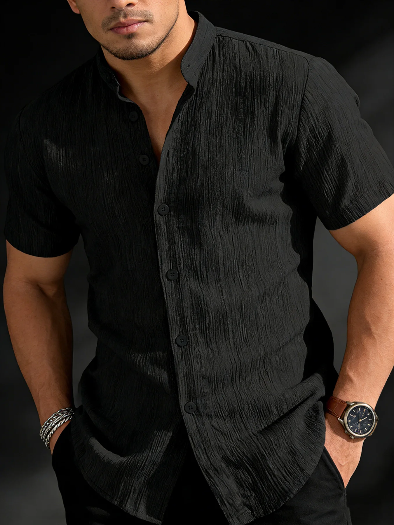 Camicia estiva da uomo di alta qualità a maniche corte - leggera e traspirante, adatta per vacanze al mare, feste in piscina