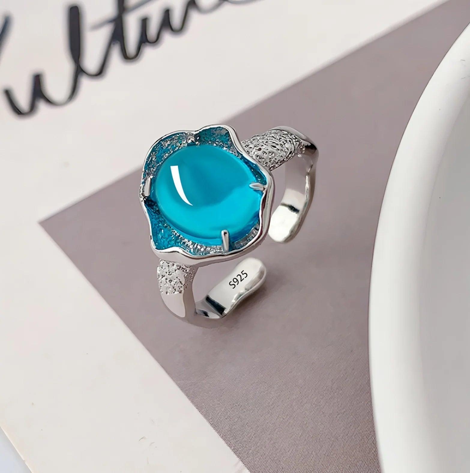 PANJBJ 925 anelli in pietra nera geometrica in argento sterling per le donne ragazza coreana semplice regolabile coppia gioielli Dropshipping