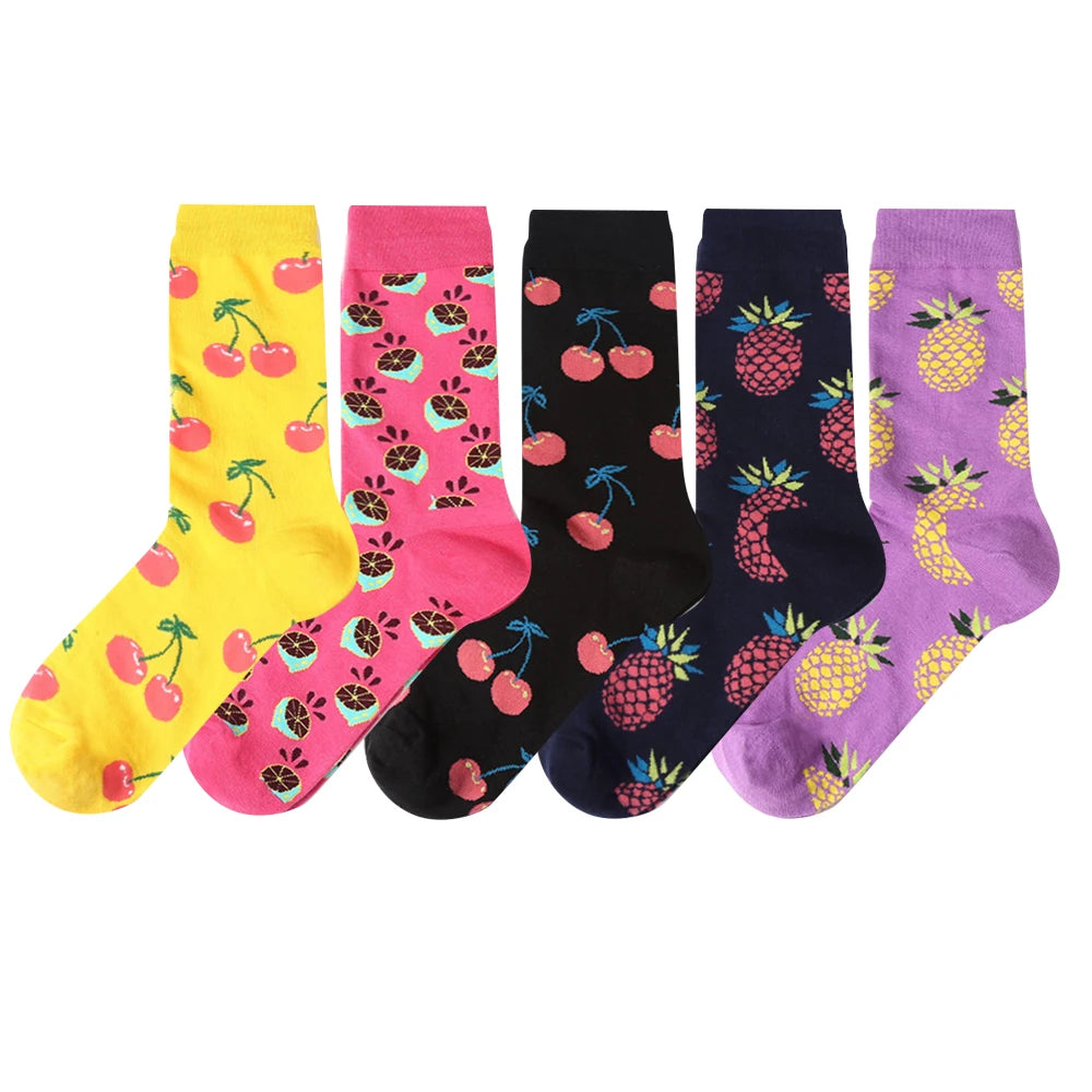 5 pairs New Men Women Cotton Socks Casual Colorful Socks Crew Socks Street Skateboard Socks Happy Funny Harajuku Sox Meias