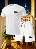 Set Estivo da Uomo: T-shirt a Maniche Corte ad Asciugatura Rapida e Pantaloncini, Completo Sportivo Urbano alla Moda per Corsa