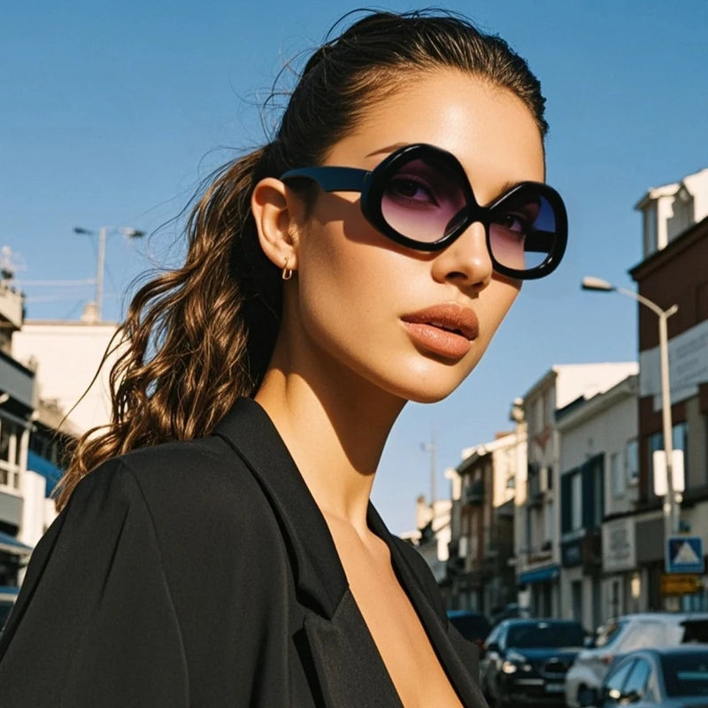 JUNCTURE Fashion Oval Women Sunglasses Dress Up Sun Glasses Big Frame Gradient Lady Party Holiday Gifts Sunglasses for Women