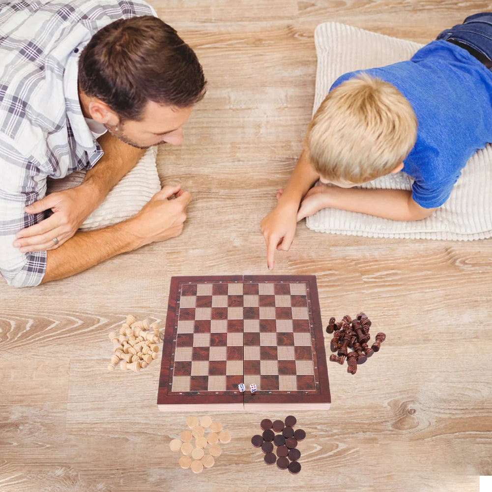Scacchiera grande 29x29cm sviluppo di pensiero strategico 3 in 1 scacchi Backgammon scacchiera pieghevole per bambini adulti