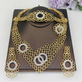 African Costume Jewelry Sets Gold Color Crystal Wedding Women Bridal Accessories nigerian Flower Pattern Necklace Set