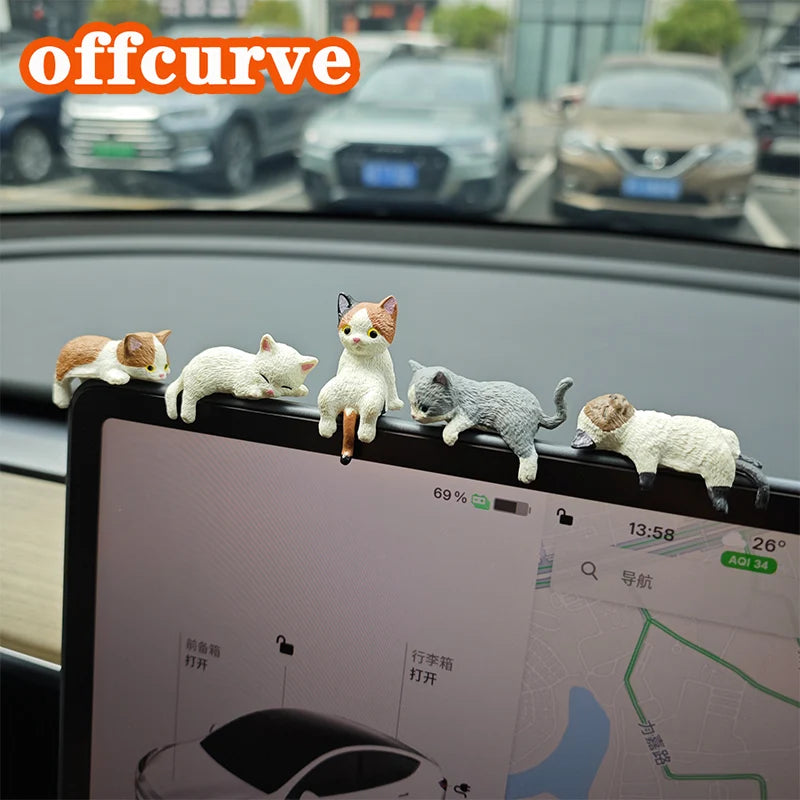 Kawaii DIY Edge Cat Miniature Ornaments Kitten Figurines Simulation Resin Cat Cartoon Cat Car Interior Accessories Model Gifts