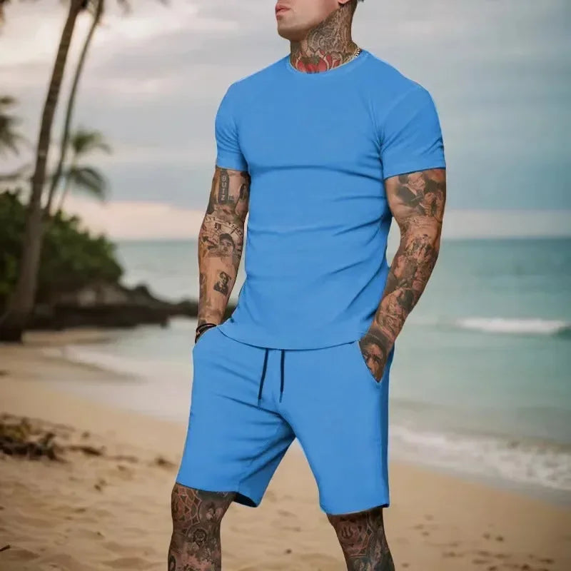 T-shirt e pantaloncini a maniche corte per abbigliamento sportivo traspirante da uomo nuovo estate 2025 set di abbigliamento popolare ad asciugatura rapida