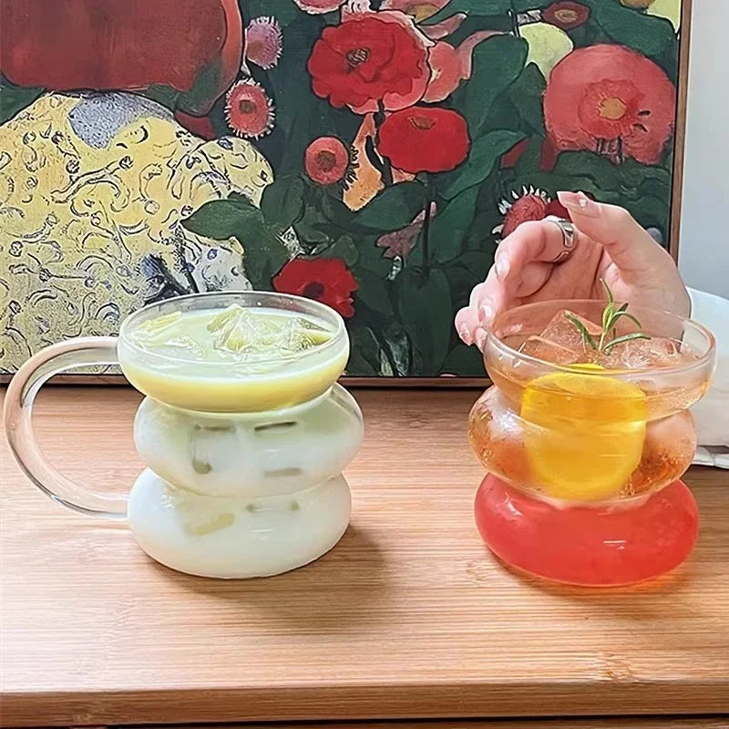 Ins Style tazza di vetro trasparente irregolare tazza da caffè resistente al calore bevande estive succo di birra tazza di acqua al latte tazze di vetro da Cocktail