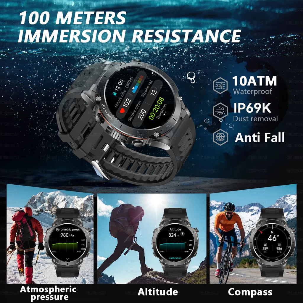 2025 Nuovo originale Stratos 4 GPS Smartwatch 1.43 "AMOLED HD Schermo Bussola Altimetro barometrico Torcia Chiamate vocali SmartWatch