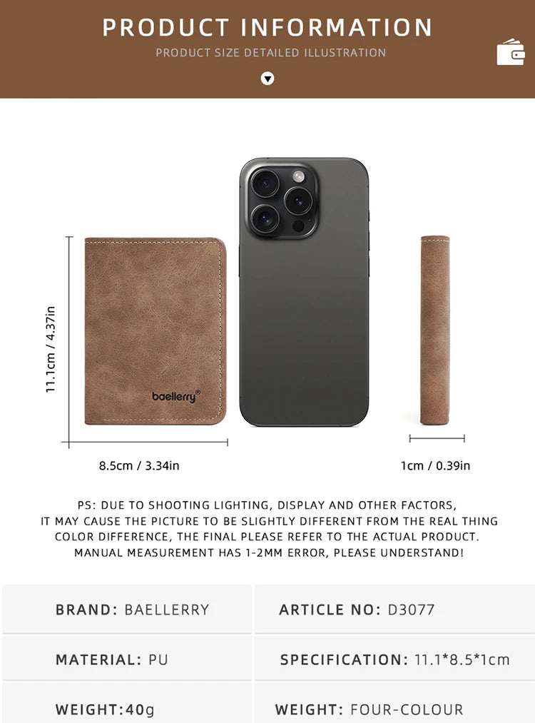 Portafoglio corto da uomo nuovo Semplice clip per carte casual Portafoglio maschile sottile Porta carte di patente di guida Portafoglio bifold sottile per uomo