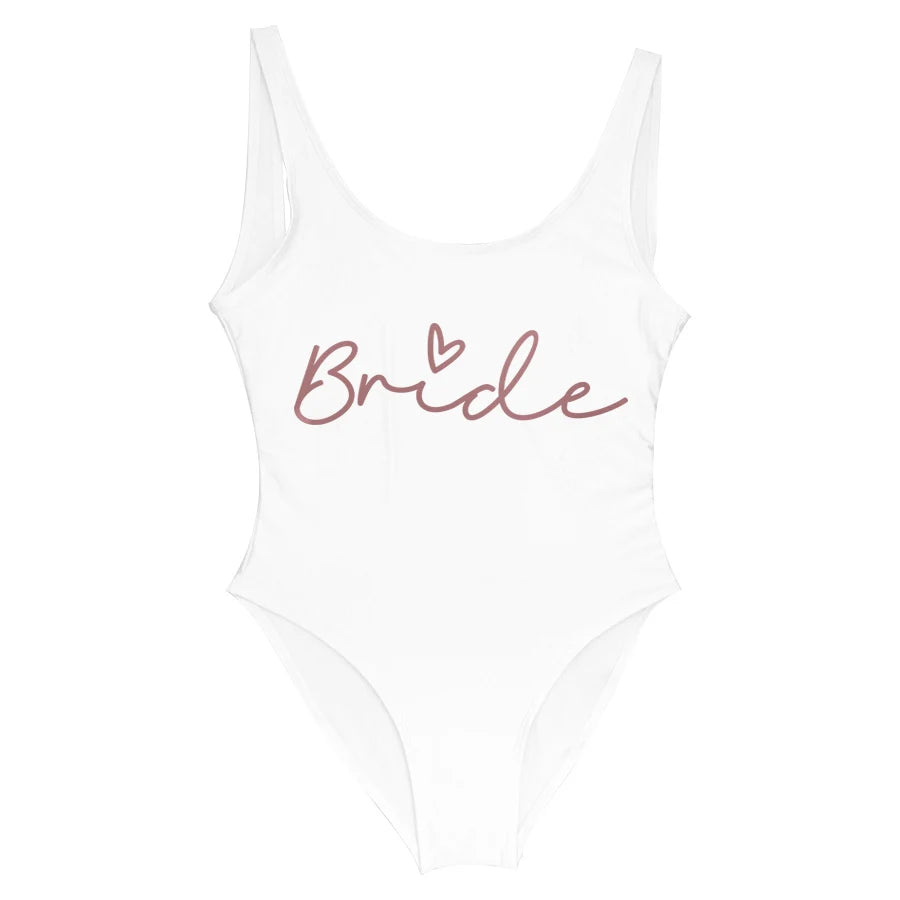 S-3XL Verde Stampa Team Sposa Costume intero Squad Donna Costumi da bagno Addio al nubilato Costume da bagno estivo Beatchwear Costume da bagno