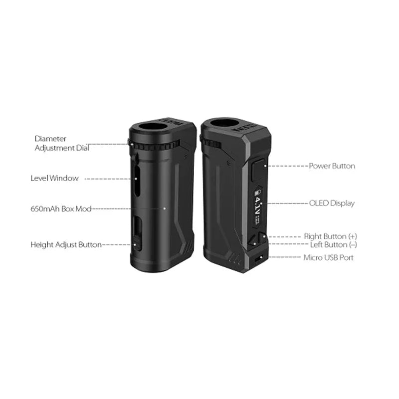 Originale Yocan UNI Pro Box Mod batteria integrata da 650mAh Display OLED 510 Thread 10 secondi sigaretta elettronica Pre-calore Vape