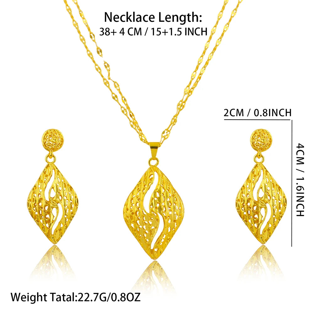 Dubai Gold Jewelry Set for Women Wedding Party Necklace Earrings Sets Indian Jewelry Set Free Shipping Bridal Costume Gifts