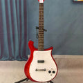 Chitarra elettrica rossa con pickguard bianco, corpo in legno massello, per destrorsi, per musica rock, spedizione gratuita