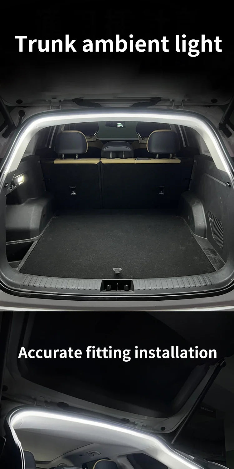 Car high brightness trunk lighting ambient light interior decoration LED wiring free automatic sensing tailgate light strip