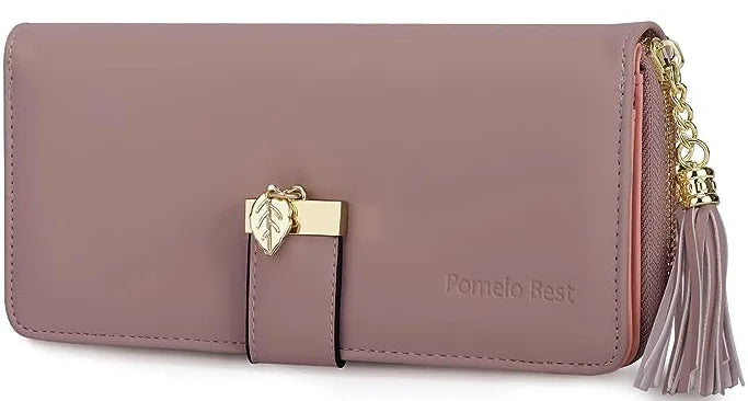 Pomelo Il miglior portafoglio da donna in tinta unita: cinturino da polso con pochette multi-carta in vera pelle con blocco RFID