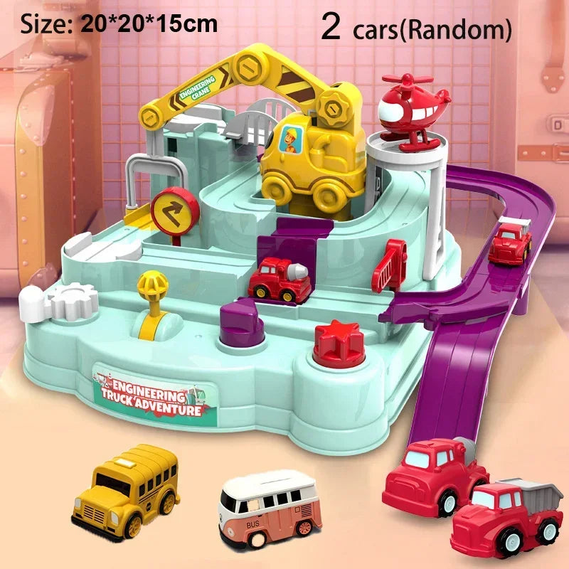 Modello di auto ferroviaria da corsa Giocattoli educativi Pista per bambini Gioco di avventura Cervello Meccanico Interattivo Treno Animali Giocattolo razzo spaziale
