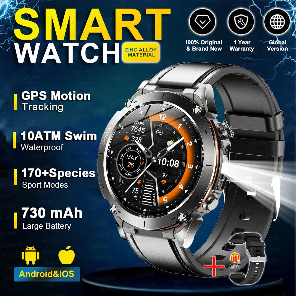 2025 Nuovo originale Stratos 4 GPS Smartwatch 1.43 "AMOLED HD Schermo Bussola Altimetro barometrico Torcia Chiamate vocali SmartWatch