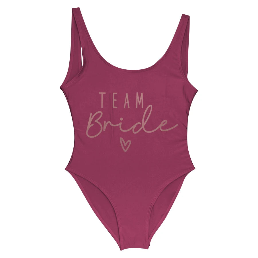 S-3XL Verde Stampa Team Sposa Costume intero Squad Donna Costumi da bagno Addio al nubilato Costume da bagno estivo Beatchwear Costume da bagno