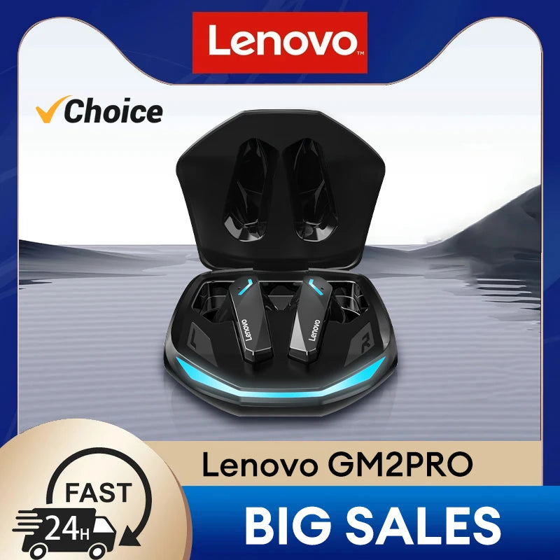 100% originale Lenovo GM2 Pro Bluetooth V5.3 TWS Auricolari wireless Stereo Sport Auricolari Gioco Musica Dual Mode Auricolare a bassa latenza