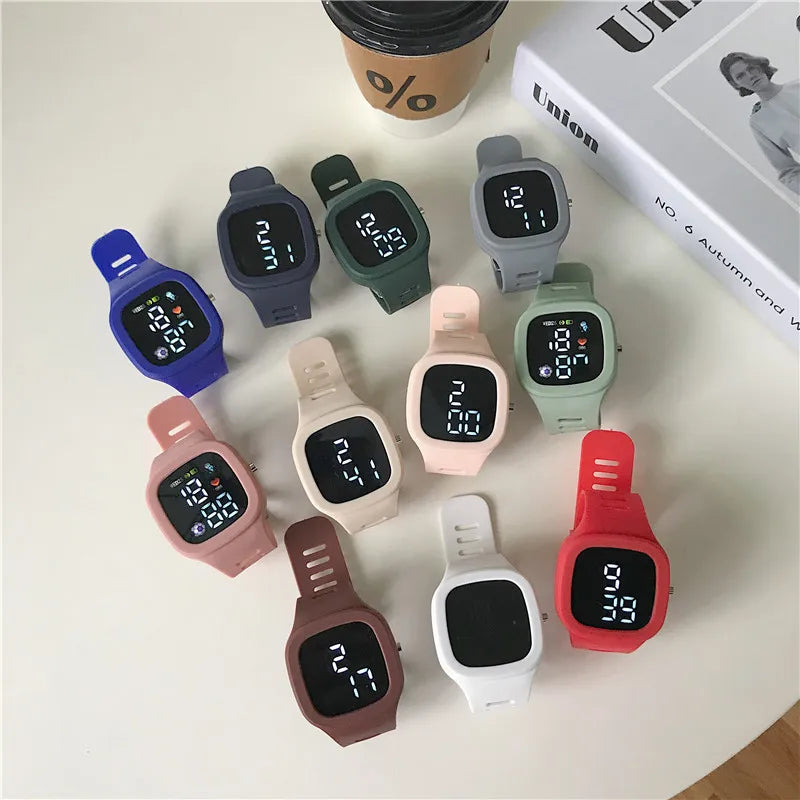Orologio da donna da uomo Orologio sportivo digitale a LED per bambini Ragazzi Ragazze Orologio da polso elettronico da uomo in silicone impermeabile con quadrante grande quadrato