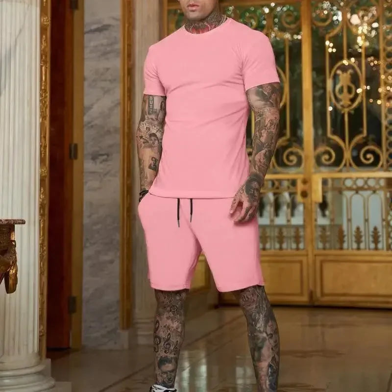 T-shirt e pantaloncini a maniche corte per abbigliamento sportivo traspirante da uomo nuovo estate 2025 set di abbigliamento popolare ad asciugatura rapida