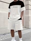 Nuovo Set Moda Uomo 2026: T-Shirt Girocollo e Pantaloncini con Stampa Sfumata Minimalista - Completo Due Pezzi per Streetwear e Sport Outdoor