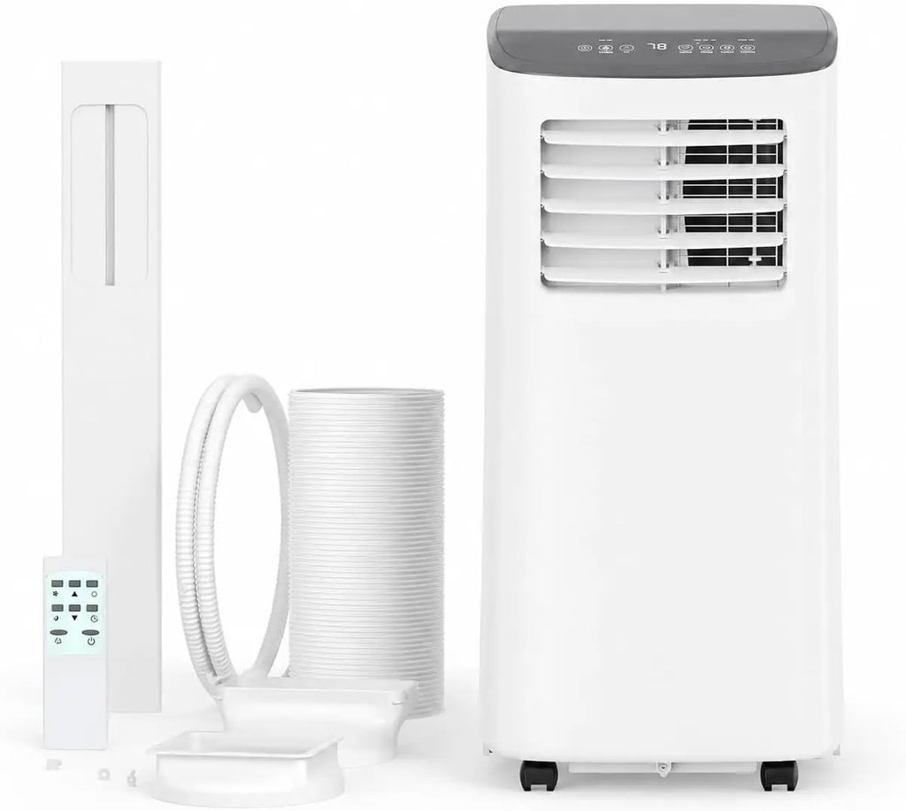 Condizionatore d'aria portatile da 8000 BTU, unità AC con modalità di raffreddamento, deumidificazione e ventola, funzionamento silenzioso e facile da spostare, telecomando, alta qualità per casa e ufficio, bianco, 1 pezzo