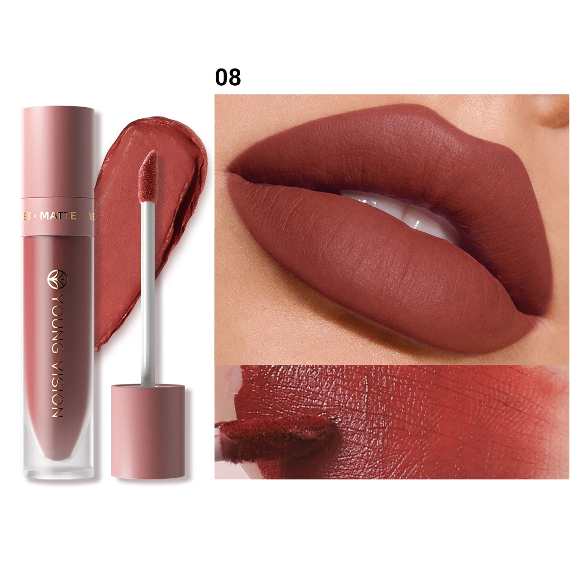 Velvet matte lip gloss matte velvet smooth easy dimensional plumping lipstick -to-apply square tube lip gloss waterproof three