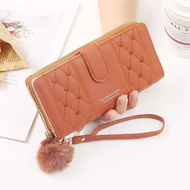 Portafoglio lungo da donna porta carte di credito in pelle Pu portamonete con cerniera Hasp di grande capacità portamonete Multi Card Organizer borsa da polso per cellulare