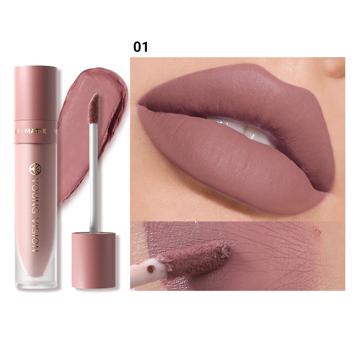 Velvet matte lip gloss matte velvet smooth easy dimensional plumping lipstick -to-apply square tube lip gloss waterproof three