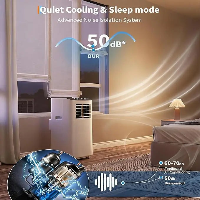 Condizionatore d'aria portatile da 8.000 BTU, raffredda ambienti fino a 350 piedi quadrati, unità AC 3 in 1 con deumidificatore e modalità ventola, modalità sleep con bassa rumorosità, include kit per finestra facile da i