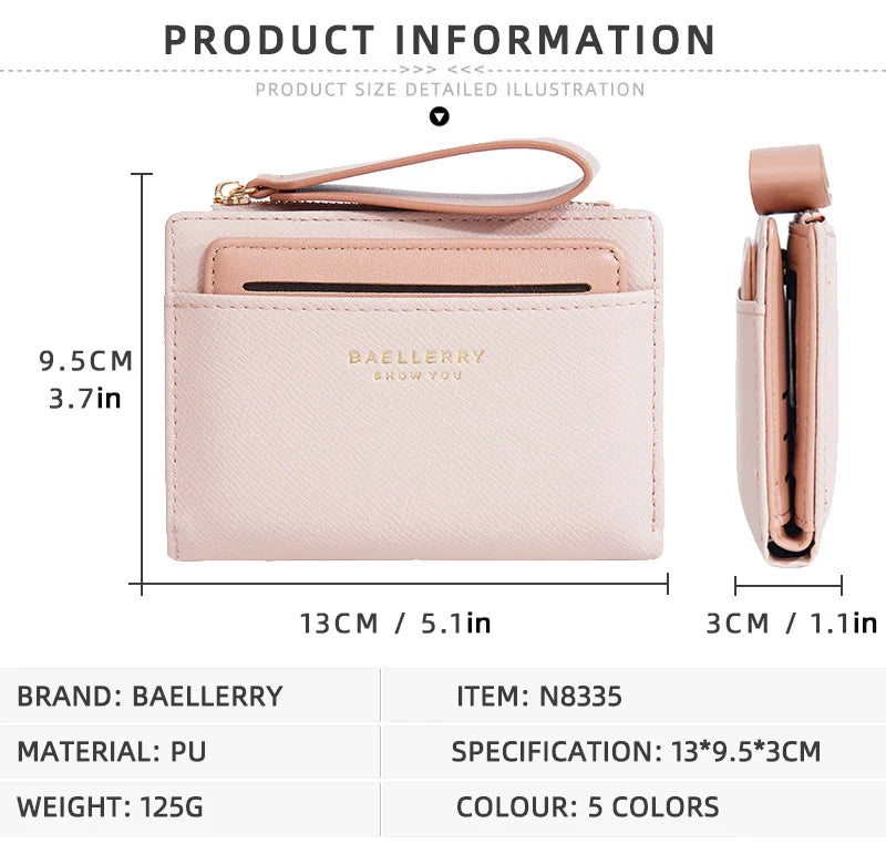Portafoglio di Lusso Baellerry per Donne, Elegante Portamonete Sottile in Pelle PU con Scomparti Multipli per Carte