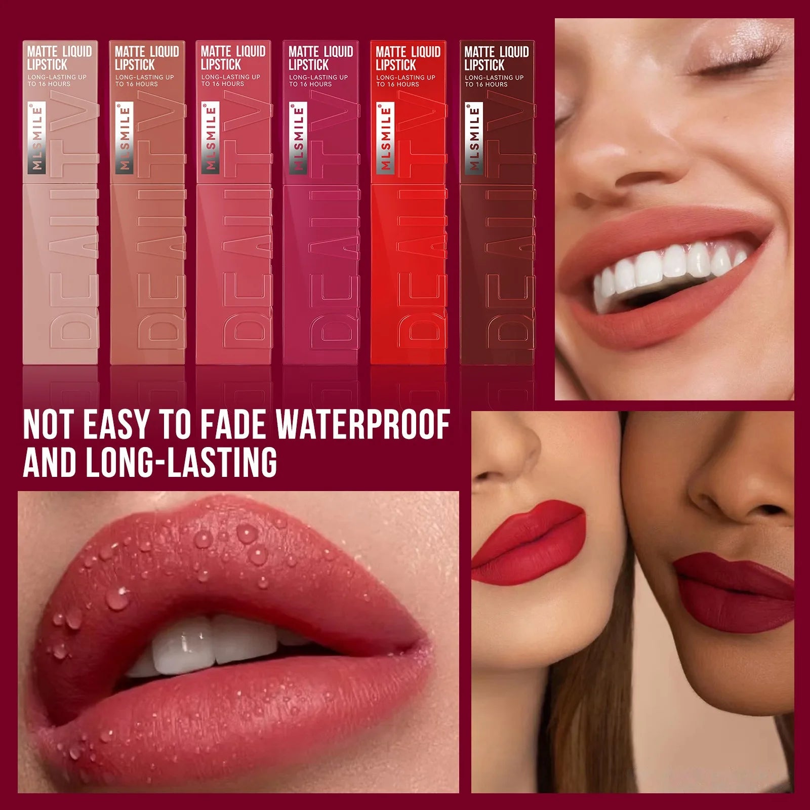 6 colori di rossetto liquido velluto a lunga durata con texture opaca Tazza antiaderente impermeabile Prodotti professionali per il trucco delle labbra