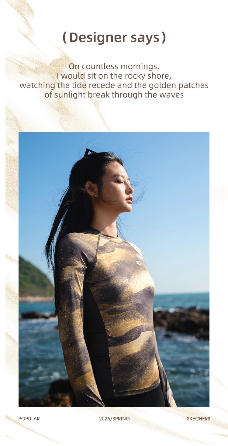 Nuovo Set Rashguard da Donna Nu-June a Maniche Lunghe ad Asciugatura Rapida con Protezione UV, Top da Nuoto con Pantaloncini, Costume da Spiaggia, Surf e Immersione