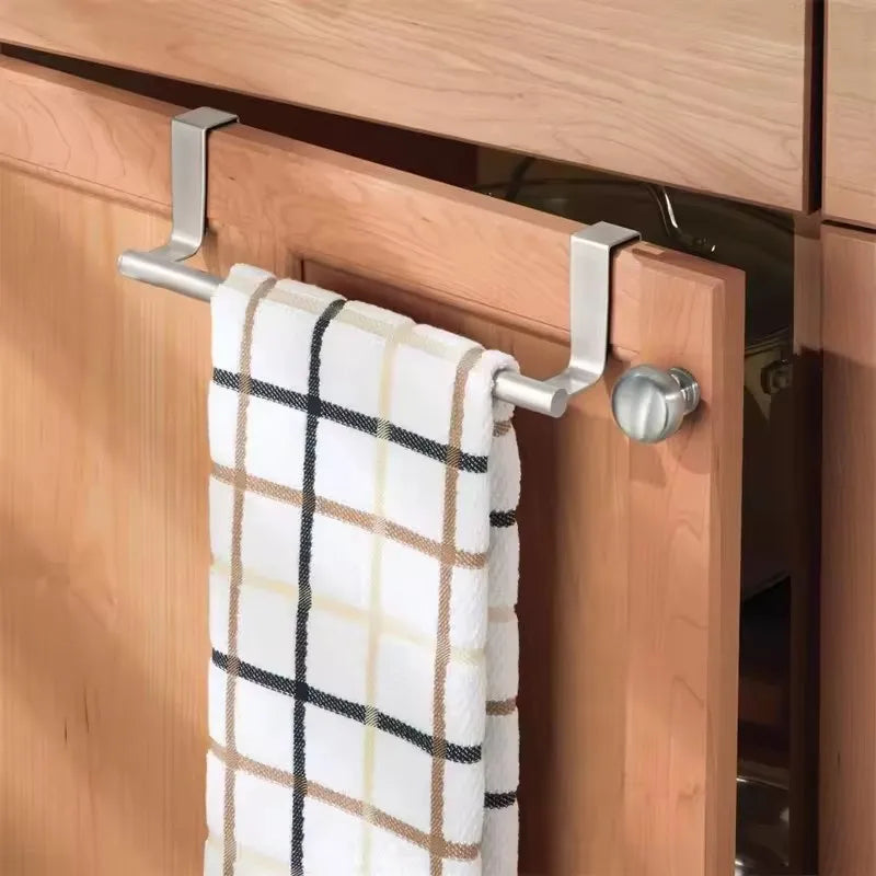 Portasciugamani sopra la porta Portasciugamani in acciaio inossidabile Organizzatore di stoccaggio Porta dell'armadio da cucina per bagno Portasciugamani sospeso