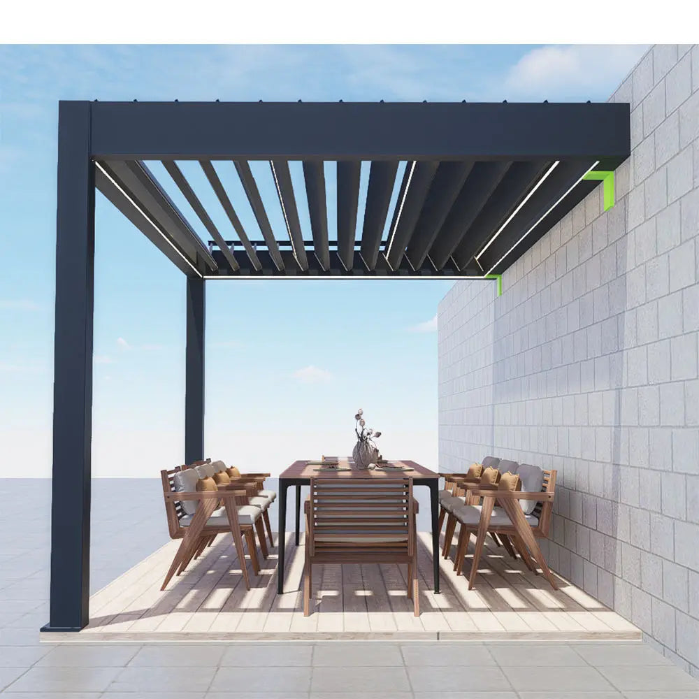 Gazebo esterno regolabile da giardino Pergola con persiana in alluminio motorizzata bioclimatica moderna personalizzata