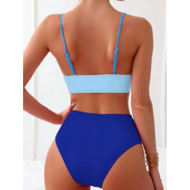 2026 Nuovo Patchwork Costume da bagno bikini a due pezzi Donne sexy Costume da bagno stretto vuoto Backless Costumi da bagno Cross Push Up Beach Costume da bagno